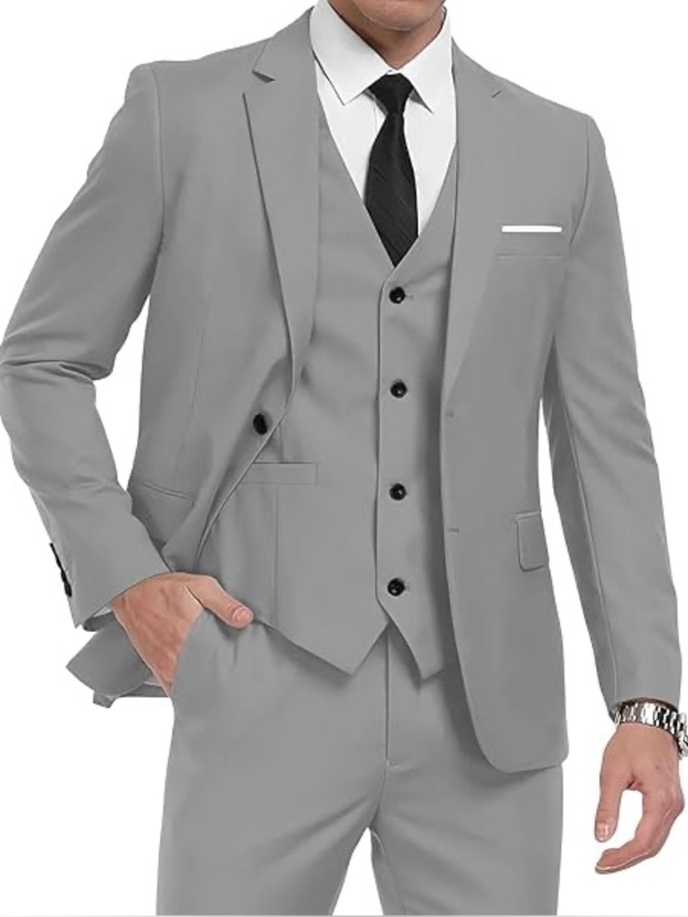 Light Gray Three piece Suit jacket pants vest  3X extra large business formal